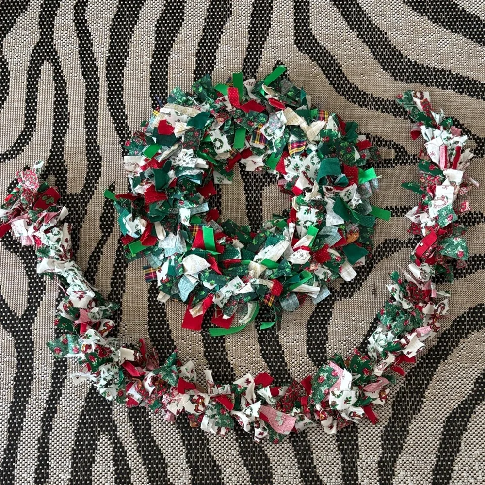 Artisan Handmade Fabric Wreath And Garland